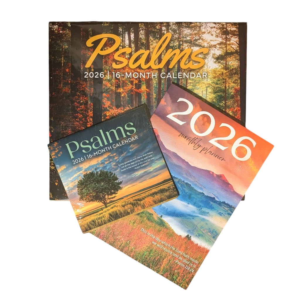 2026 Wall Calendar PSALMS 16 Month 11"x10" + Mini Car Calendar + Monthly Planner